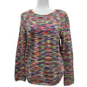 Knit Rainbow Space Dye Striped Sweater Size S